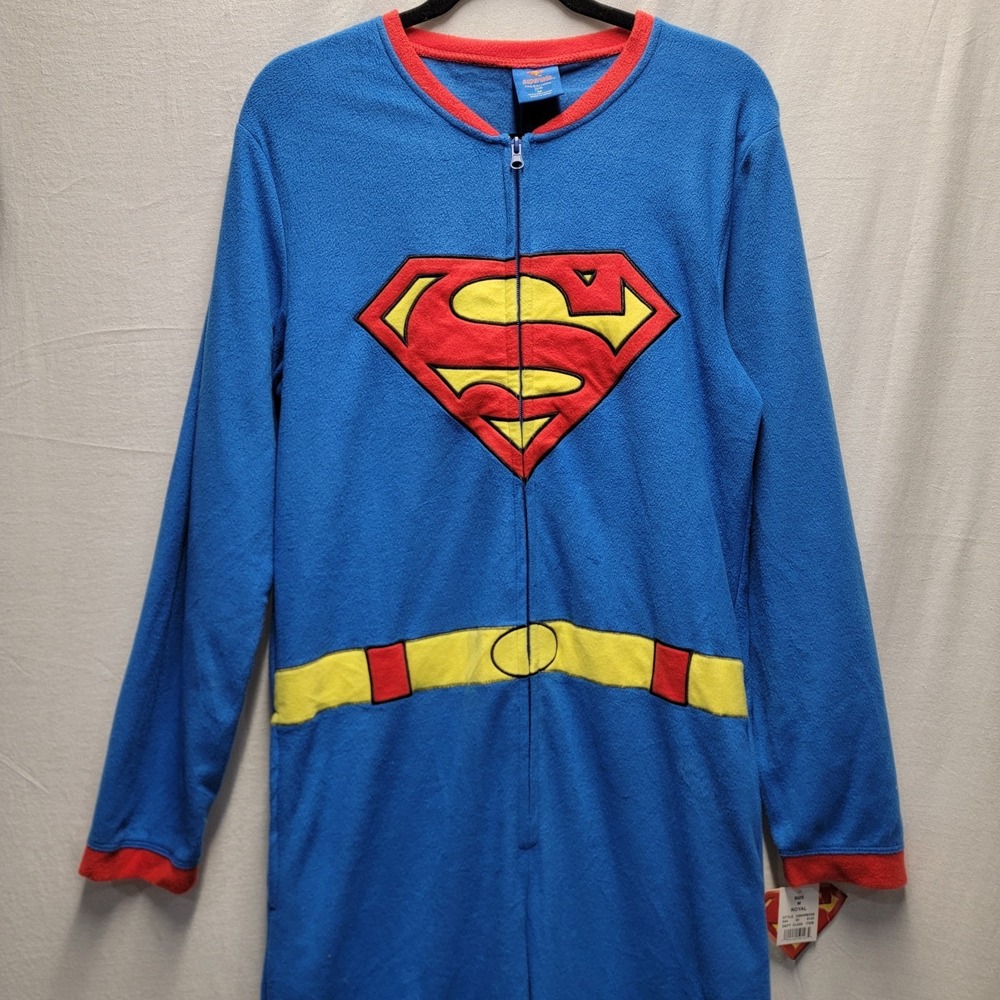 Superman Pajamas Halloween Costume With Cape Size‎ M Nwt DC Comic